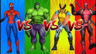 SUPERHEROES COLOR DANCE CHALLENGE Spiderman vs Hulk vs Wolverine vs Deadpool [upl. by Trinetta]