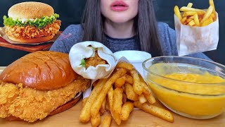 POPEYES FAST FOOD  FRIED CHICKEN BURGER  CRISPY SANDWICH  FRIES  MUKBANG ASMR [upl. by Egdamlat]