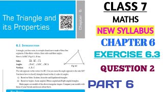 CLASS 7 MATHS CHAPTER 6 TRIANGLES AND ITS PROPERTIES EXERCISE 63 QUE 2 PART 6 NEW BOOKnksclasses [upl. by Nadine]