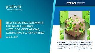 New COSO ESG guidance Internal control over ESG operations compliance amp reporting [upl. by Ellord]