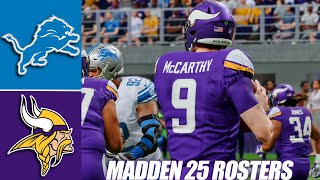 JJ McCarthy l Lions vs Vikings l Madden 25 Rosters l PS5 Simulation [upl. by Ahsenod]