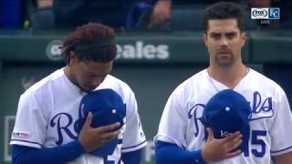 Royals Opening Day National Anthem and B2 bomber flyover [upl. by Nicolais398]