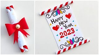 DIY Happy new year greeting card 2023  Handmade new year card making  New year special card ideas [upl. by Teador]