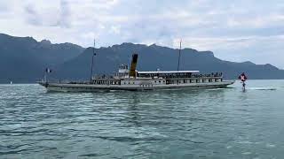 Paddle steamer leaving Vevey Switzerland [upl. by Hniht]