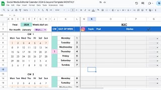 2024 Social Media Planner Calendar in Google Sheets FREE Template [upl. by Ahsieyt]