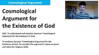 COSMOLOGICAL ARGUMENT A LEVEL RELIGIOUS STUDIES AQA [upl. by Olumor]