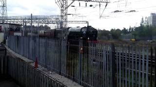 60163 Tornado departing Crewe amp exhanging whistles with 6201 Princess Elizabeth HD [upl. by Atcliffe]