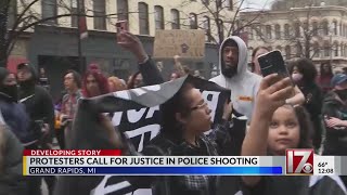 Protesters call for justice in Michigan police shooting [upl. by Ailat]