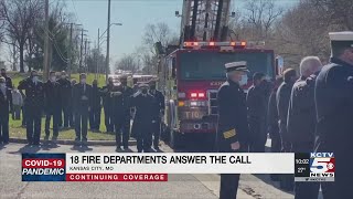 Firefighters from 18 fire departments filled KCMO fire stations to allow KCFD to attend funeral [upl. by Gnilhsa482]