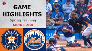 Houston Astros vs New York Mets Highlights  March 8 2020 Spring Training [upl. by Marijo951]