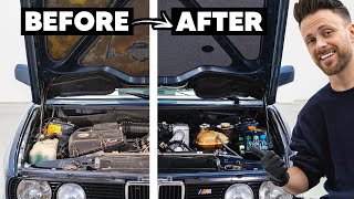 40 Year Old Engine Bay Detail Transformation  BMW E28 M535i [upl. by Enoek]