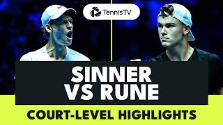 Jannik Sinner vs Holger Rune Highlights From CourtLevel  Nitto ATP Finals 2023 [upl. by Eecram]