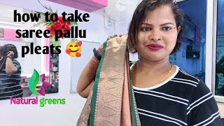 how to take saree pallu pleats 🥰 saree pleats ironing naturalgreens gummidipoondi tamil video [upl. by Elawalo]