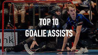 Top 10 Goalie Assists Floorball Goalie Throws [upl. by Neerihs]