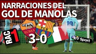 Roma 30 Barcelona  Así se narró en todo el mundo el gol de Manolas  Diario AS [upl. by Bunker]