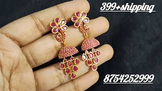 Gold like stone earring designs8754252999 earrings online gold white trending [upl. by Mikol]