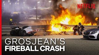 Grosjeans Insane Fireball Crash  Formula 1 Drive To Survive S3  Netflix [upl. by Lemon]