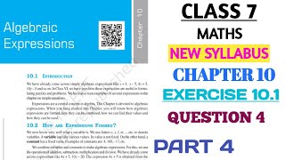 CLASS 7 MATHS CHAPTER 10 ALGEBRIC EXPRESSIONS EXERCISE 101 QUESTION 4 PART 4 NEW BOOKnksclasses [upl. by Atteragram]