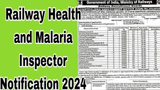 Railway Health Sanitary and Malaria Inspector Notification 2024 [upl. by Rosmarin]