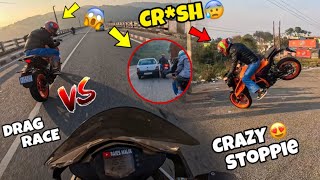 Drag race Bw Rc390 Vs Duke390 Gen3😤 Crazy stoppie [upl. by Suh]