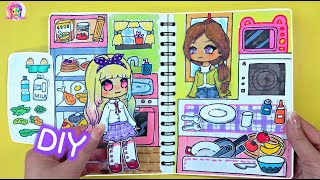 Paper diy ✨️ How to draw a Kitchen for Gacha Dolls asmr satisfying 종이놀이 [upl. by Sil]