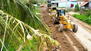 Road Roller and Grader Driving Skills An Amazing Ability to Build Road Foundations [upl. by Nema]