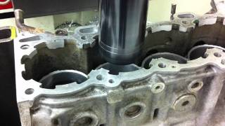 Machining the top sleeve register on a Nissan SR20 block for AEBS TSleeves [upl. by Adnahcal]