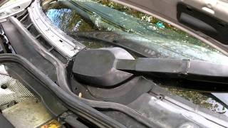 how to remove Mercedes w202 windshield wiper motor assembly and lube [upl. by Darcee953]