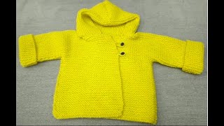 Gilet paletot en une pièce au tricot pour bébé de 6 mois [upl. by Lukey]