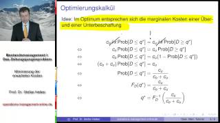 Video 73 zum quotOperations Management Tutorialquot Kostenminimierung im Zeitungsjungenproblem [upl. by Milo]