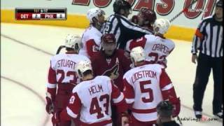 Nicklas Lidstrom gets hit by Taylor Pyatt 041811 [upl. by Asiel56]