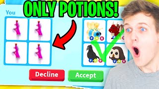 Can We Win The ONLY TRADING POTIONS CHALLENGE In Adopt Me GOT LEGENDARY PETS [upl. by Yetah]