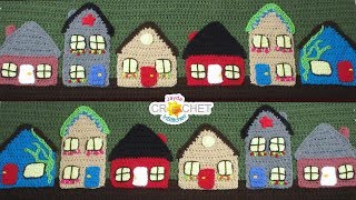 Crochet Houses amp Town  Folk Art Calendar Blanket 2019  June [upl. by Nodlehs]