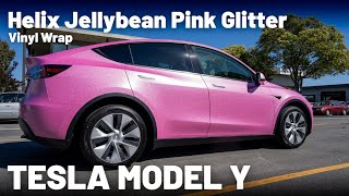 Tesla Model Y  Helix Jellybean Pink Glitter  Vinyl Wrap [upl. by Aihsenyt]