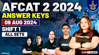 AFCAT 2 2024 Exam  Answer Keys Fully Solved  09 August 2024  Shift 1 All Sets [upl. by Lorin]