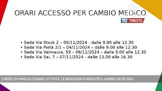 3 MEDICI DI FAMIGLIA CESSANO LATTIVITA LE INDICAZIONI DI ASUGI PER IL CAMBIO  28102024 [upl. by Ahselrac544]