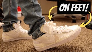 Nike Blazer Low x Sacai White Unboxing  On Feet [upl. by Sarnoff]