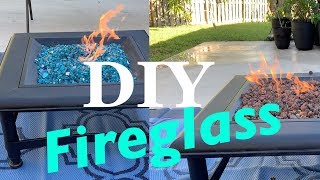 How To Put Fire Glass in a Fire Pit DIY Highly Reflective Caribbean Blue Glass [upl. by Burn42]