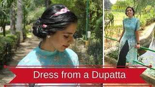 Old Dupatta into new Maxi Dress  New Style Kurti [upl. by Huey]