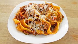 Bolognese Sauce with Pappardelle Pasta amp Parmesan  PoorMansGourmet [upl. by Eikcuhc]