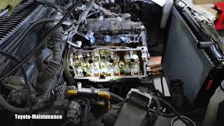 Toyota engine 5VZFE cylinder head removal [upl. by Camfort]