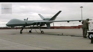 MQ9 Reaper UAV Drone  Missile Unload Taxi Launch and Recovery [upl. by Selda]