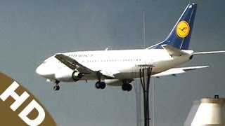 Lufthansa Boeing 737500 DABIK Landing at Frankfurt Intl HD [upl. by Herwig]