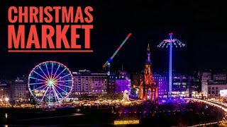 Edinburgh Christmas Market  4K  Drone amp Walking Tour [upl. by Eleonora]