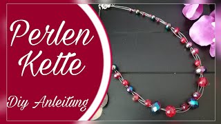 Schwebende Perlenkette Diy Schmuck Halskette selber machen einfach Anleitung auch für Anfänger [upl. by Ahsitil]