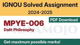 IGNOU MPYE 006 Solved Assignment 202425 PDF Download  Vidyamojo [upl. by Shields]