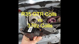 Back to Back Dyno R35 GTR coils vs 370z Coils [upl. by Mirna]