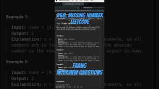 Leetcode 268  Missing Number [upl. by Isolde815]