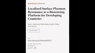 Localized Surface Plasmon Resonance as a Biosensing Platform for Developing Countries  RTCLTV [upl. by O'Connor]