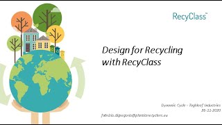 Design for Recycling with Recyclass  Plastics Recyclers Europe  Dynamic Cycle Institute [upl. by Eniarol974]